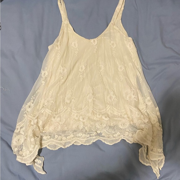 bobeau Tops - Whimsical Delicate Ivory Lace Camisole Tank Top